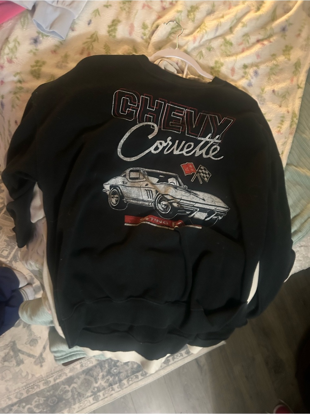 Chevy Corvette Graphic Crewneck Sweatshirt - Black